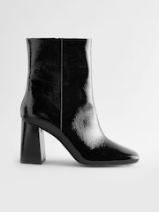 Black Patent Forever Comfort® Square Toe Block Heeled Ankle Boots - Image 4 of 7