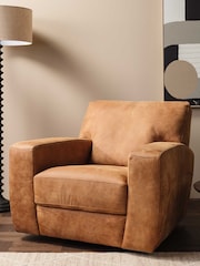 Barker and Stonehouse Brown Kansas Leather Swivel Armchair - Image 1 of 5