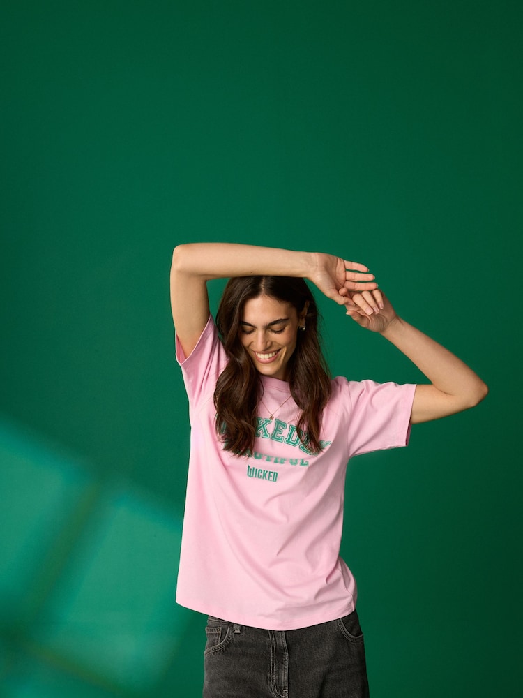 Pink Women Wicked Slogan Graphic 100% Cotton T-Shirt - Image 2 of 6