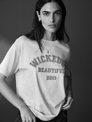 Pink Women Wicked Slogan Graphic 100% Cotton T-Shirt - Image 6 of 6