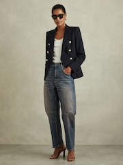 Умеренный синий - Reiss Mahni Barrel-Leg Dart Jeans - Image 1 of 7