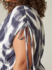 Live Unlimited Blue Curve Geo Print Drawstring Maxi Dress - Image 4 of 6