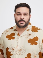 Blend Brown Floral Resort Short Sleeve Shirt - Image 4 of 5