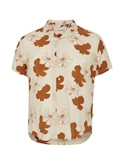 Blend Brown Floral Resort Short Sleeve Shirt - Image 5 of 5