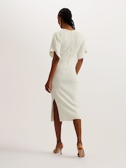 Ted Baker Cream Raelea Rib Engineered Bodycon Midi Dress - Image 2 of 6