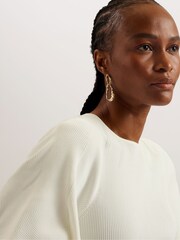 Ted Baker Cream Raelea Rib Engineered Bodycon Midi Dress - Image 3 of 6