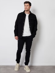 Threadbare Black Brushed Overshirt Shacket - Image 3 of 4