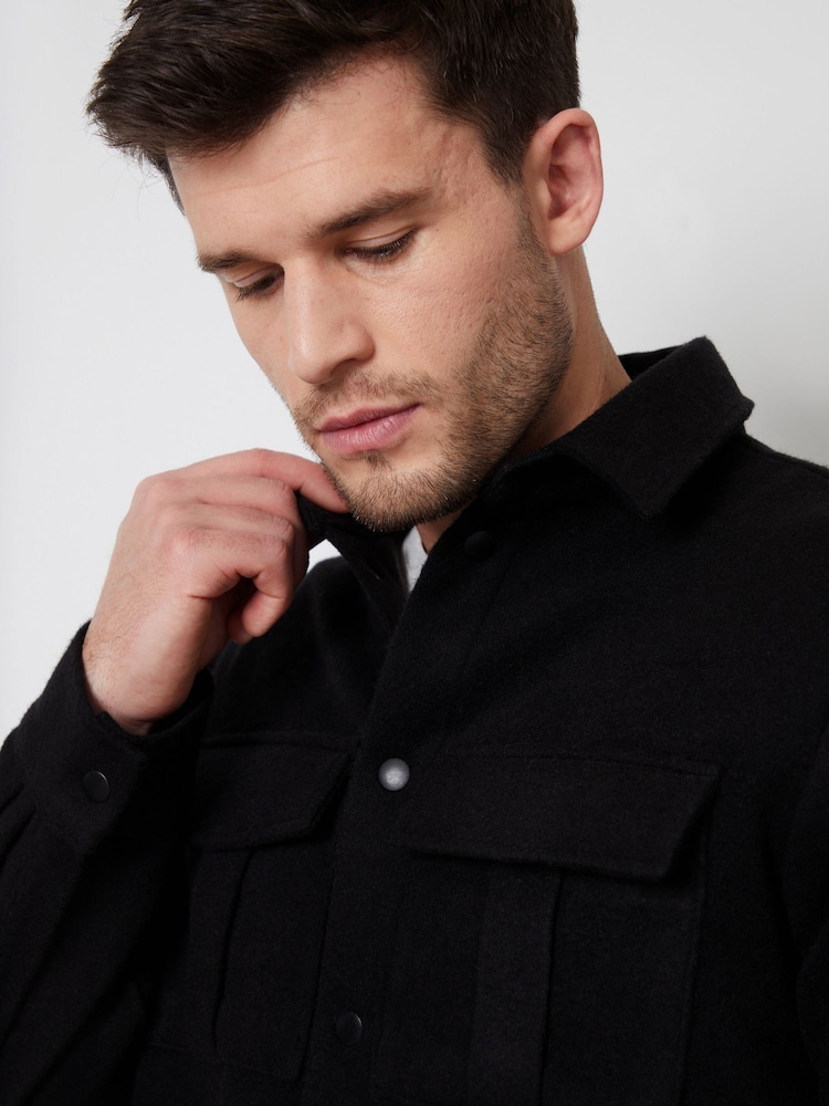 Threadbare Black Brushed Overshirt Shacket - Image 4 of 4