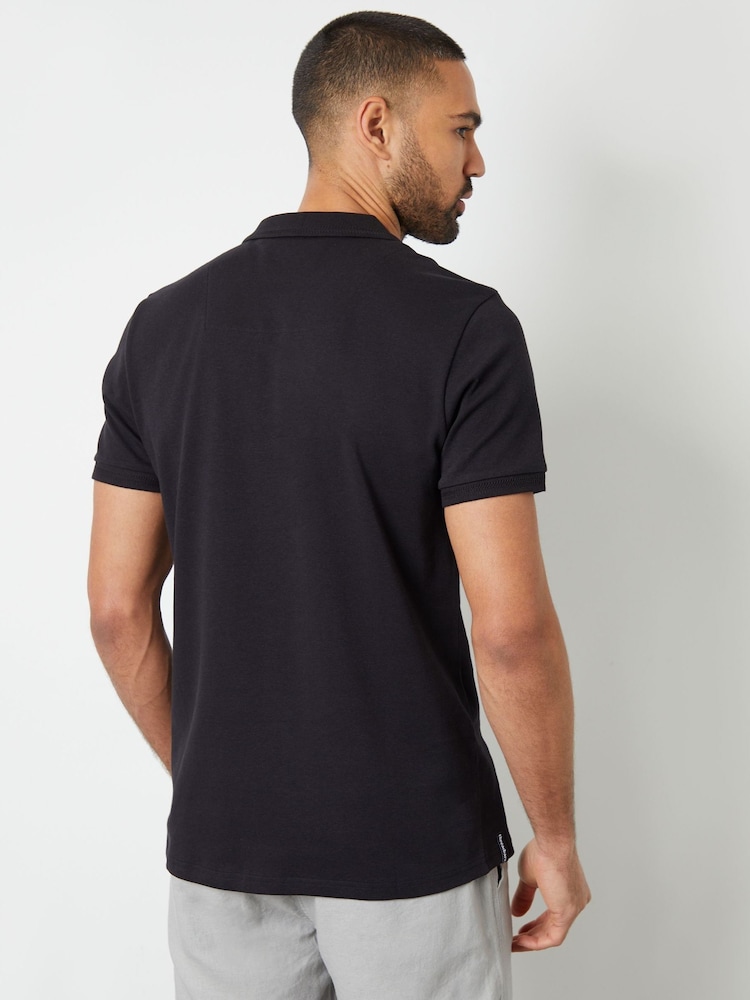 črna - Threadbare 100% Bombažna polo majica z detajli v ribji kosti ovratnik - Slika 2 iz 4 črna - Threadbare 100% Bombažna polo majica z detajli v ribji kosti ovratnik - Slika 2 iz 4