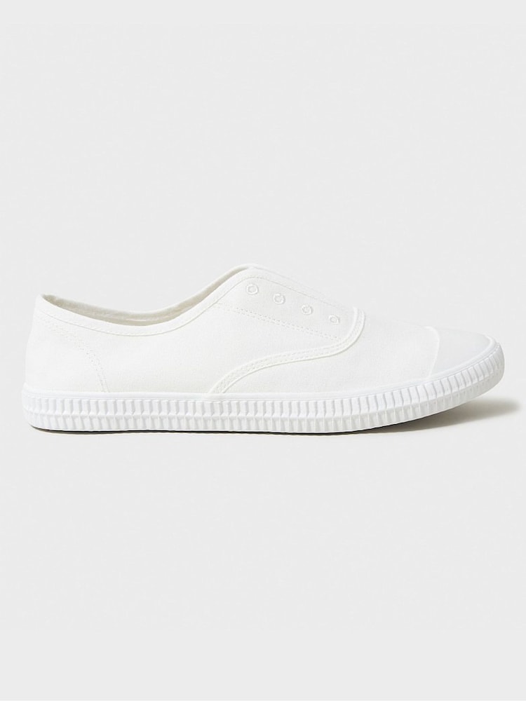 Crew Clothing White Slip On Laceless Trainers - Image 2 of 4 Crew Clothing White Slip On Laceless Trainers - Image 2 of 4