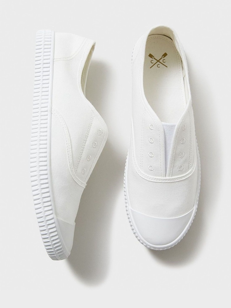 Crew Clothing White Slip On Laceless Trainers - Image 4 of 4