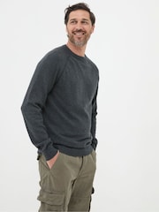 FatFace Rye Charcoal Grey Cotton Cashmere Crew Neck Jumper - Image 1 of 3