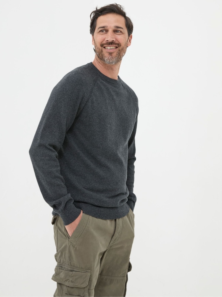 FatFace Rye Charcoal Grey Cotton Cashmere Crew Neck Jumper - Image 1 of 3