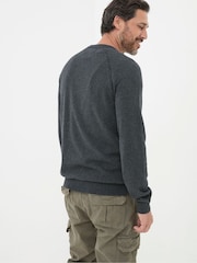 FatFace Rye Charcoal Grey Cotton Cashmere Crew Neck Jumper - Image 2 of 3