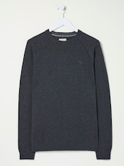 FatFace Rye Charcoal Grey Cotton Cashmere Crew Neck Jumper - Image 3 of 3