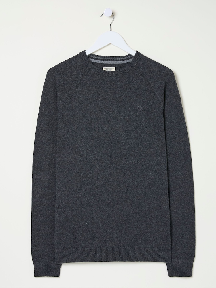 FatFace Rye Charcoal Grey Cotton Cashmere Crew Neck Jumper - Image 3 of 3