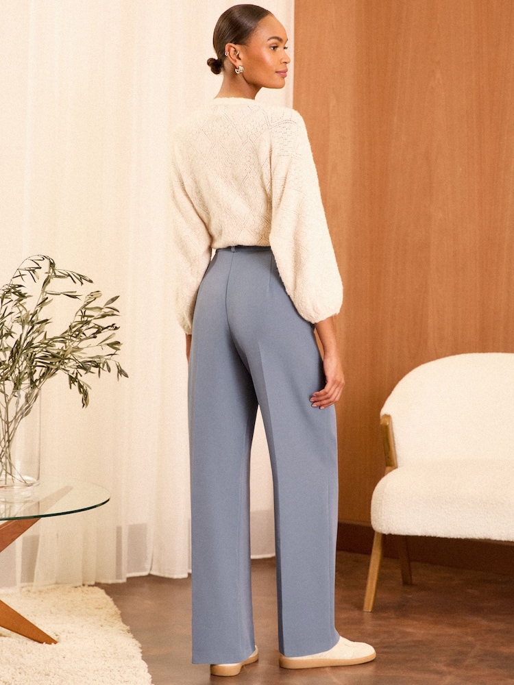 Love & Roses Grey High Waist Wide Leg Tailored Trousers - Image 4 of 4