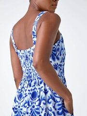 Roman Blue Paisley Border Print Midi Dress - Image 5 of 5