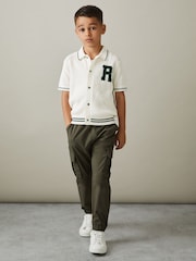 Reiss White/Dark Green Mikan 3-9 yrs Cotton Open-Stitch Motif Shirt - Image 1 of 4