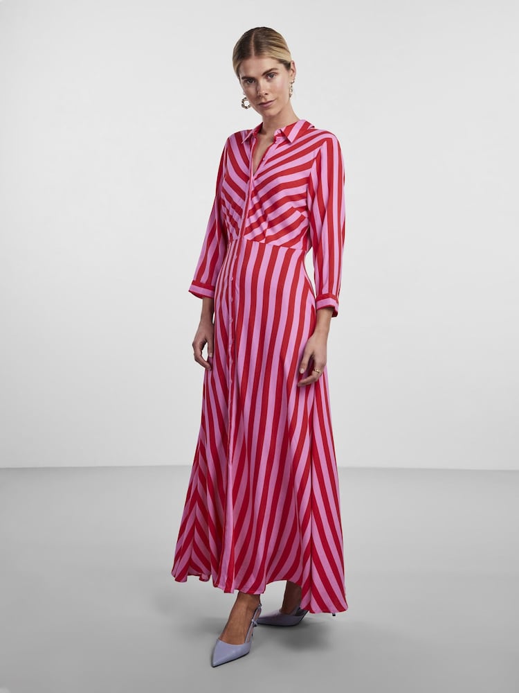 YAS Pink Maxi Length Shirt Dress - Image 1 of 3 YAS Pink Maxi Length Shirt Dress - Image 1 of 3