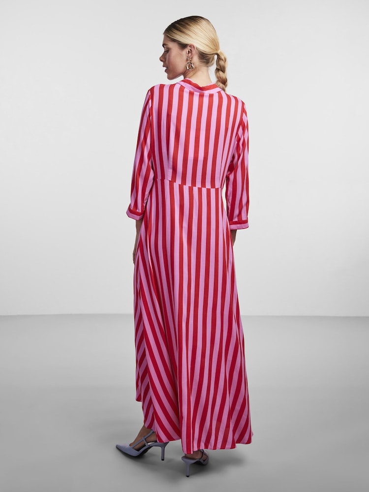 YAS Pink Maxi Length Shirt Dress - Image 2 of 3