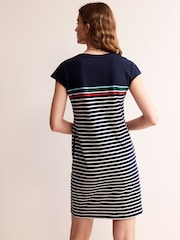 Boden Blue 100% Cotton Stripe Leah Jersey T-Shirt Dress - Image 3 of 5