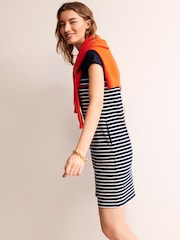 Boden Blue 100% Cotton Stripe Leah Jersey T-Shirt Dress - Image 4 of 5