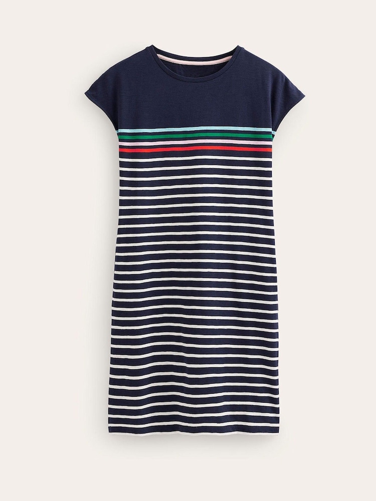 Boden Blue 100% Cotton Stripe Leah Jersey T-Shirt Dress - Image 5 of 5