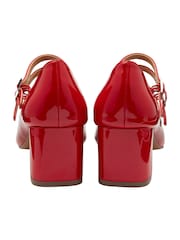 Ravel Red Mary Jane Twin Buckle Block Heel Shoes - Image 3 of 4