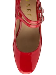 Ravel Red Mary Jane Twin Buckle Block Heel Shoes - Image 4 of 4