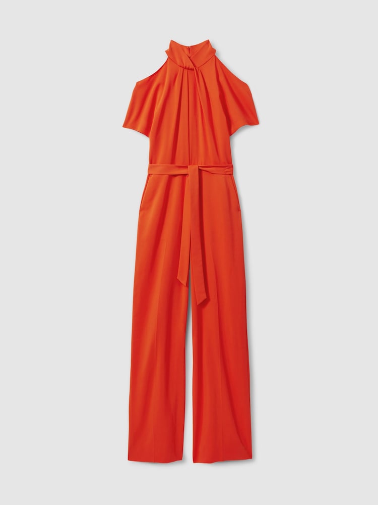 Reiss Orange Amari Split Sleeve Twist Neck Jumpsuit - Image 2 of 5