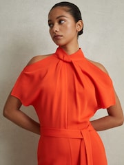 Reiss Orange Amari Split Sleeve Twist Neck Jumpsuit - Image 3 of 5