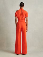 Reiss Orange Amari Split Sleeve Twist Neck Jumpsuit - Image 4 of 5