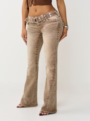 True Religion Brown Belted Joey Low Rise Flare Big Flap Jeans - Image 1 of 5