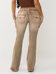 True Religion Brown Belted Joey Low Rise Flare Big Flap Jeans - Image 2 of 5