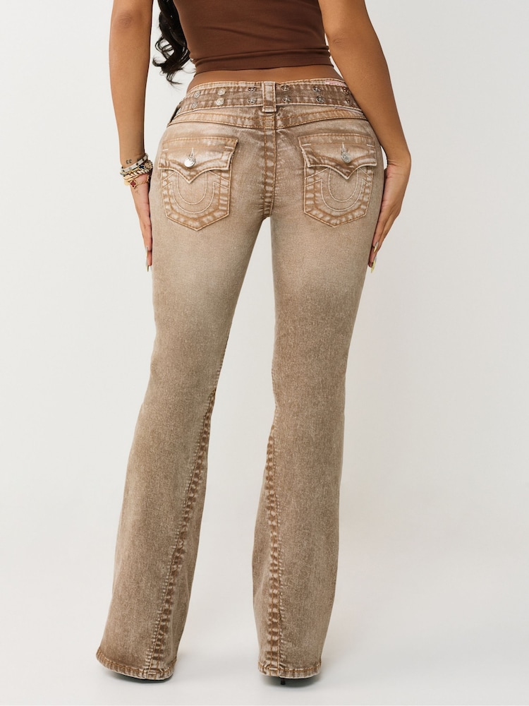 True Religion Brown Belted Joey Low Rise Flare Big Flap Jeans - Image 2 of 5