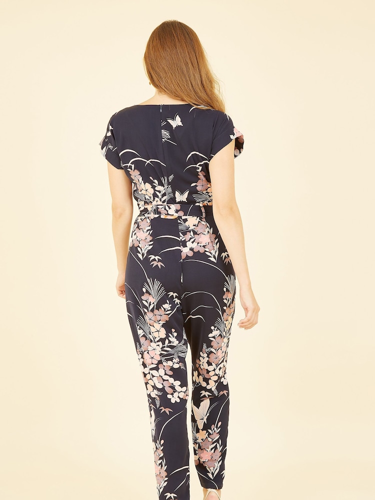 Yumi Blue Butterfly Print Jumpsuit - Image 2 of 5 Yumi Blue Butterfly Print Jumpsuit - Image 2 of 5