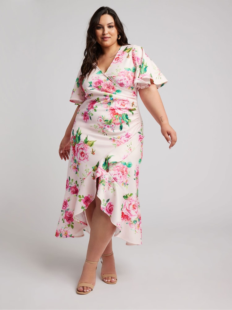 Yours Curve London Floral Print Ruched Midi Dress - Bild 2 von 6 Yours Curve London Floral Print Ruched Midi Dress - Bild 2 von 6