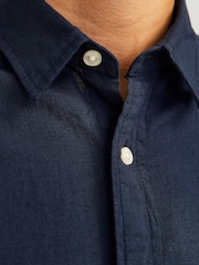 JACK & JONES Blue Linen Blend Long Sleeve Shirt - Image 5 of 7