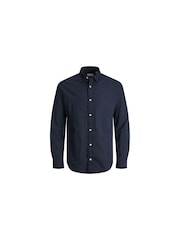 JACK & JONES Blue Linen Blend Long Sleeve Shirt - Image 7 of 7
