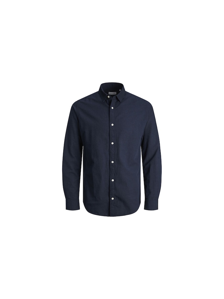 JACK & JONES Blue Linen Blend Long Sleeve Shirt - Image 7 of 7