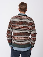 Aubin Green Fair Isle Pattern Wool Crew Top - Image 2 of 7
