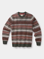 Aubin Green Fair Isle Pattern Wool Crew Top - Image 5 of 7