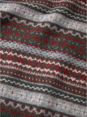 Aubin Green Fair Isle Pattern Wool Crew Top - Image 6 of 7