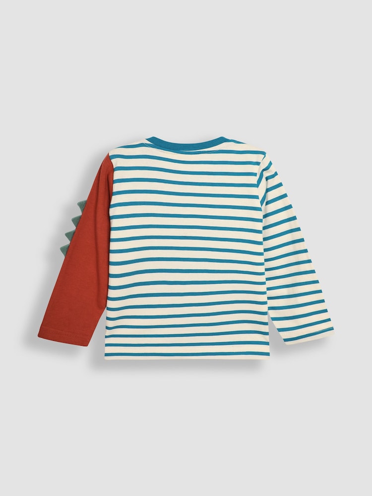 Ecru Dragon - JoJo Maman Bébé Long Sleeve Button Shoulder Striped Appliqué Top - Imagen 3 de 3 Ecru Dragon - JoJo Maman Bébé Long Sleeve Button Shoulder Striped Appliqué Top - Imagen 3 de 3
