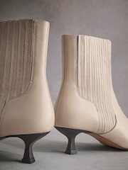 Neutral Tabitha Simmons Kitten Heel Elvina Leather Ankle Boots - Image 10 of 11