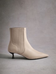 Neutral Tabitha Simmons Kitten Heel Elvina Leather Ankle Boots - Image 8 of 11