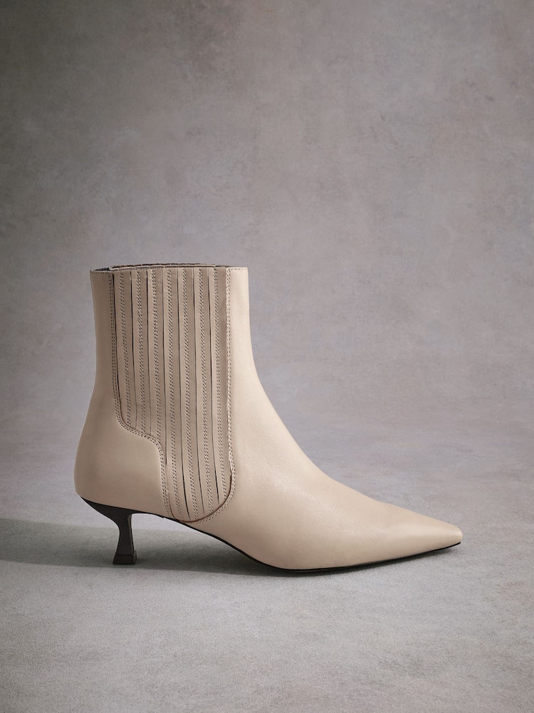 Neutral Tabitha Simmons Kitten Heel Elvina Leather Ankle Boots - Image 8 of 11