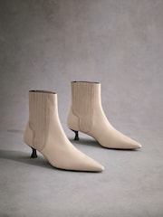Neutral Tabitha Simmons Kitten Heel Elvina Leather Ankle Boots - Image 9 of 11