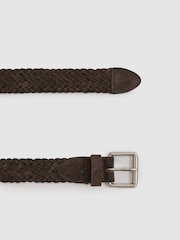 Reiss Chocolate Brown Charlie Suede Woven Belt - Image 3 of 4